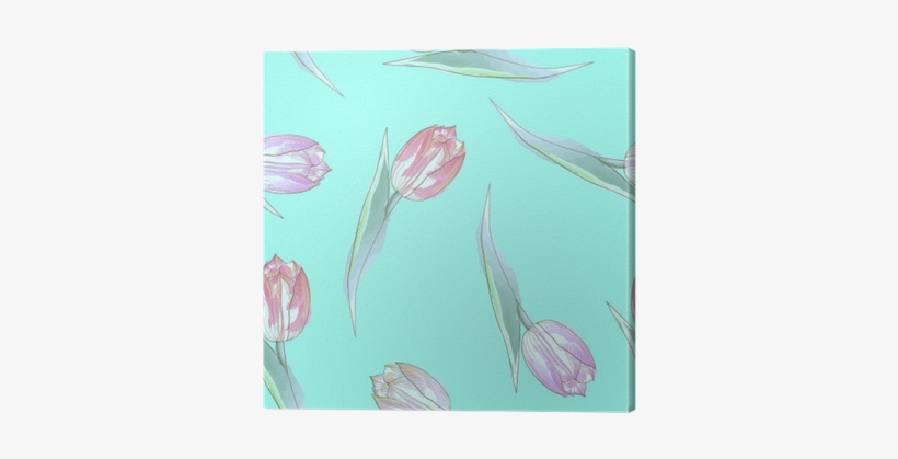Seamless Pattern With Tulips, Painted In Watercolor - Tulip, transparent png download