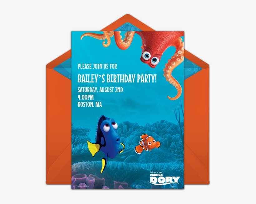 Finding Dory Friends Online Invitation - Finding Dory Birthday Invitation, transparent png download