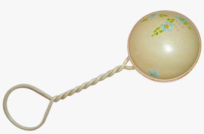 Celluloid Baby Rattle W Painted Flowers C 1920-30s - Baby Rattle, transparent png download
