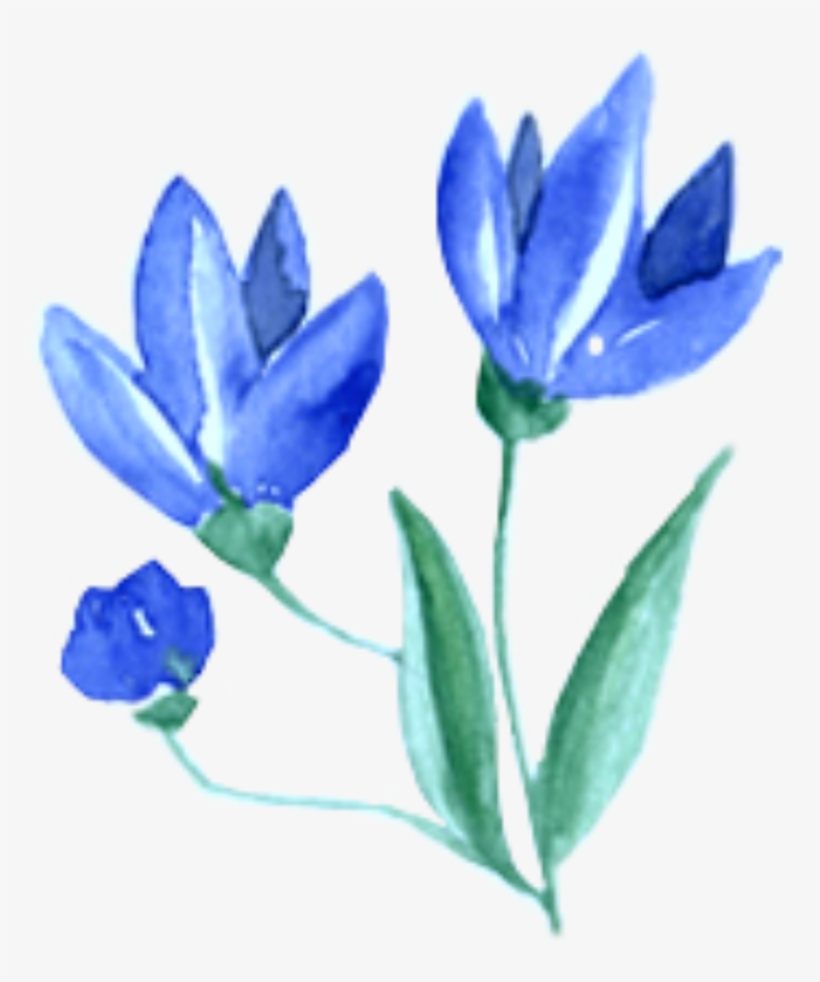 Ftestickers Watercolor Flowers Blue - Blue, transparent png download