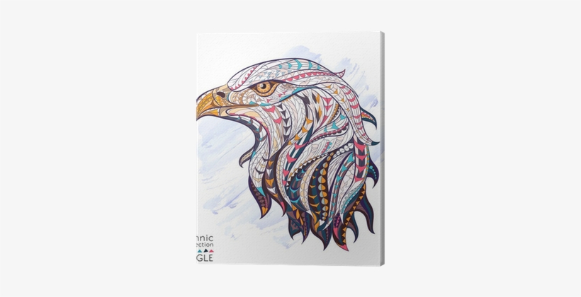 Patterned Head Of Eagle On The Watercolor Background - Eagle Colorful, transparent png download
