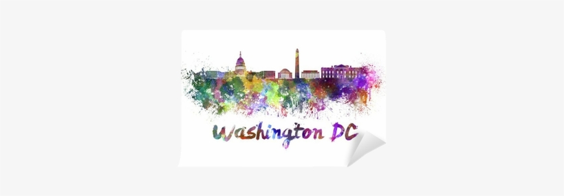 Washington Dc Skyline In Watercolor Wall Mural • Pixers® - Washington Dc Skyline Painting, transparent png download