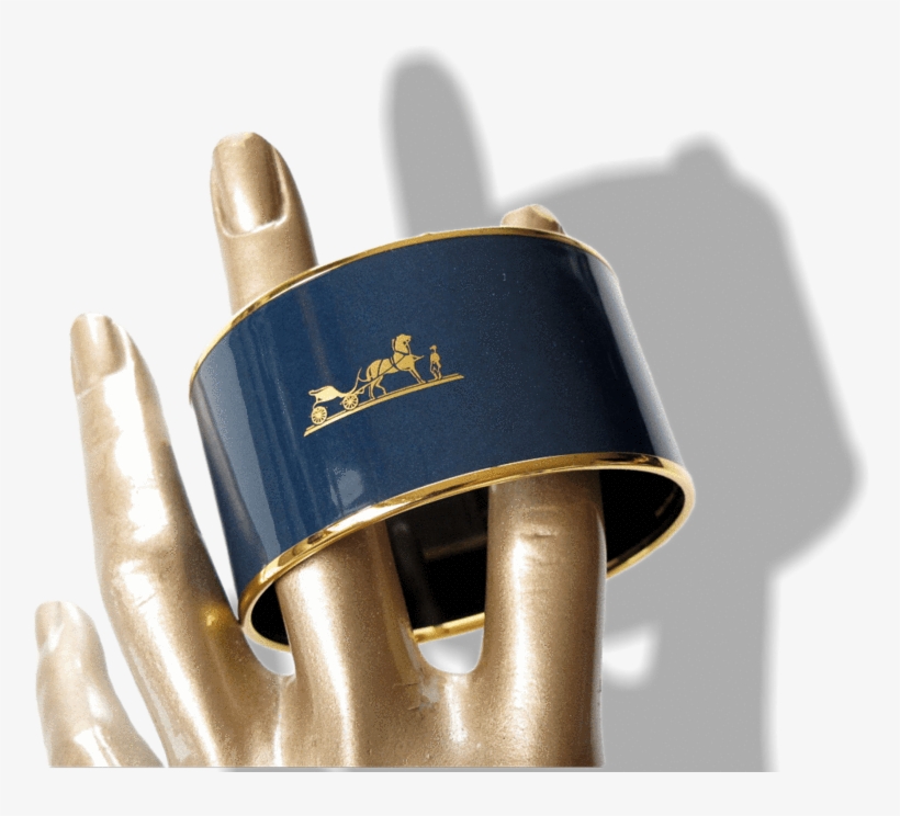 Hermes Duck Enamel Gold Trim Caleche Xtra Wide Bangle - Saxhorn, transparent png download