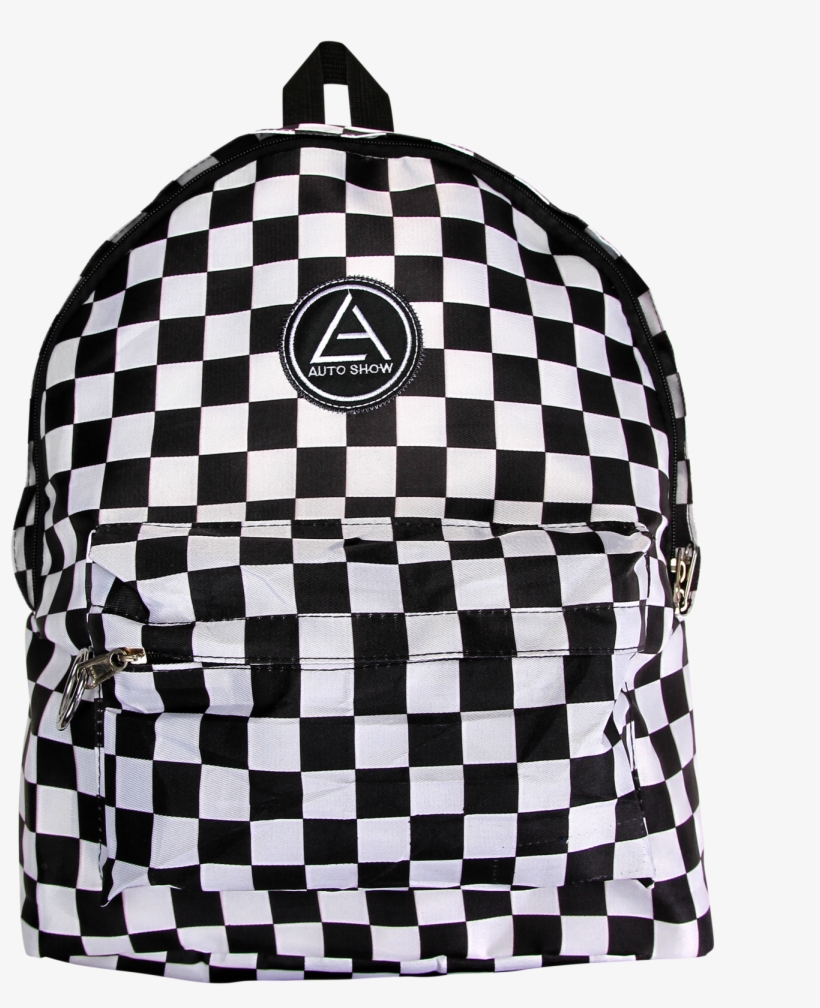 Checkered Backpack - Mochila Xadrez Preto E Branco, transparent png download