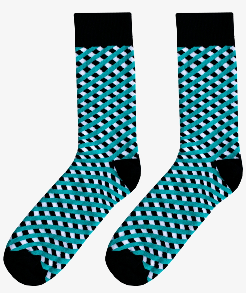 Fana & Fotter Socks Checkered Turquoise - Sock, transparent png download