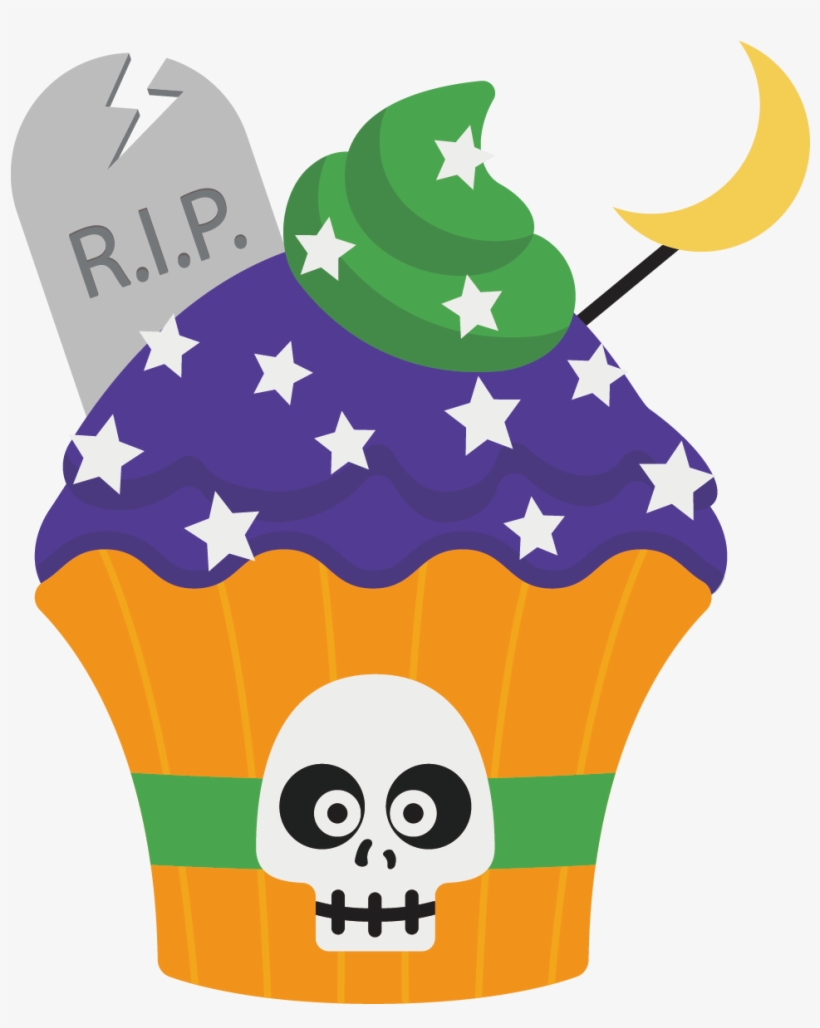 Banner Free Halloween Cupcake - Halloween Cupcake Cartoon, transparent png download