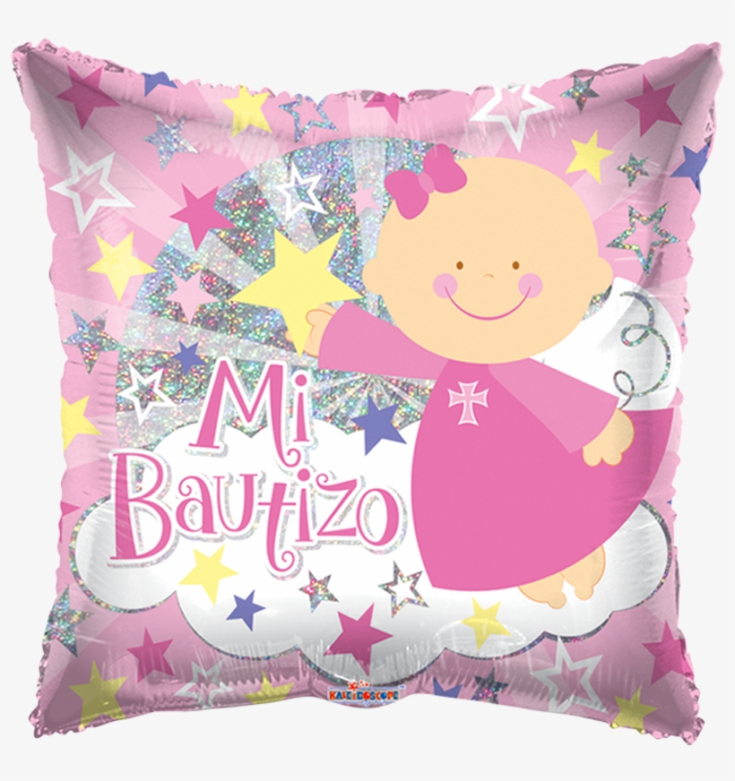 09" Mi Bautizo Angel Rosa En Nube , Holografico - Centros De Mesa Bautizo Nina Globos, transparent png download