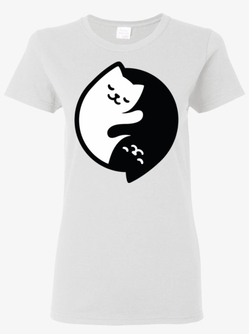 Cute Funny Kawaii Cats Yin Yang T-shirt Women Gift - Cartoon, transparent png download