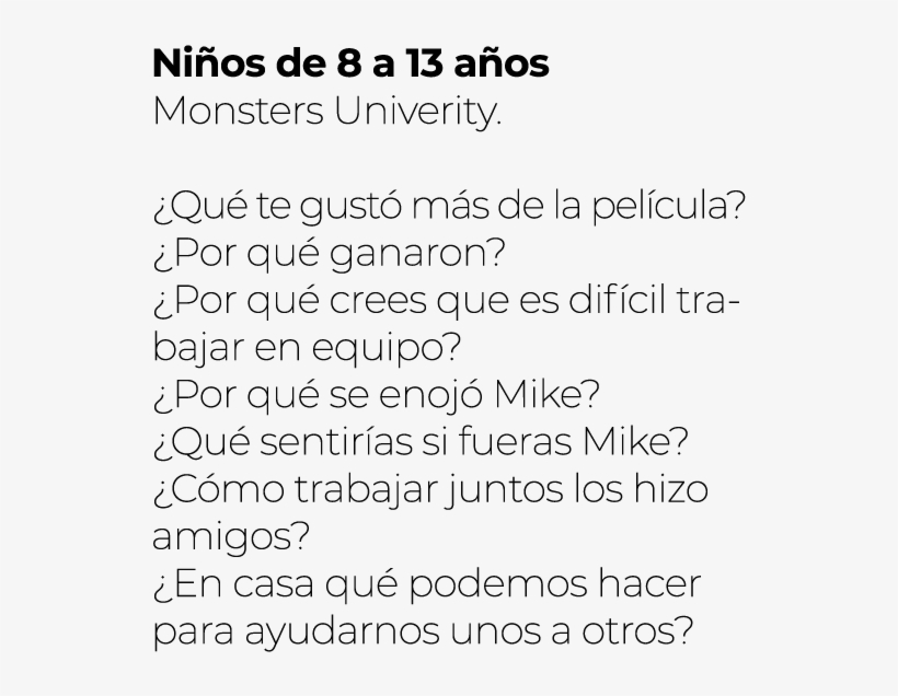 Ni Os De 8 A 13 A Os Monsters Univerity Qu Te Gust - Document, transparent png download