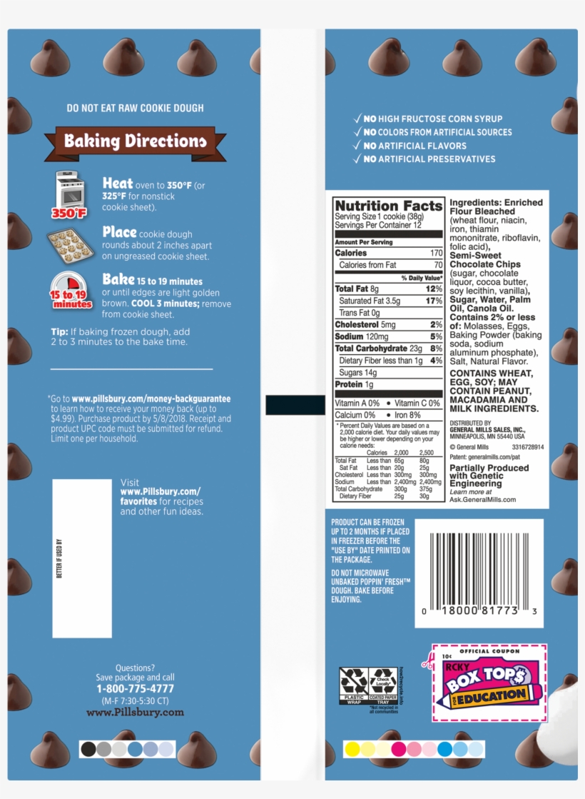 Pillsbury Ready To Bake Chocolate Chip Cookies, 12 - Electric Blue, transparent png download