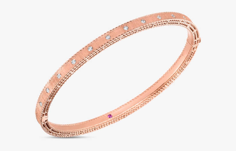 18k Rose Gold Bracelet With Flush Set Diamonds - Bangle, transparent png download