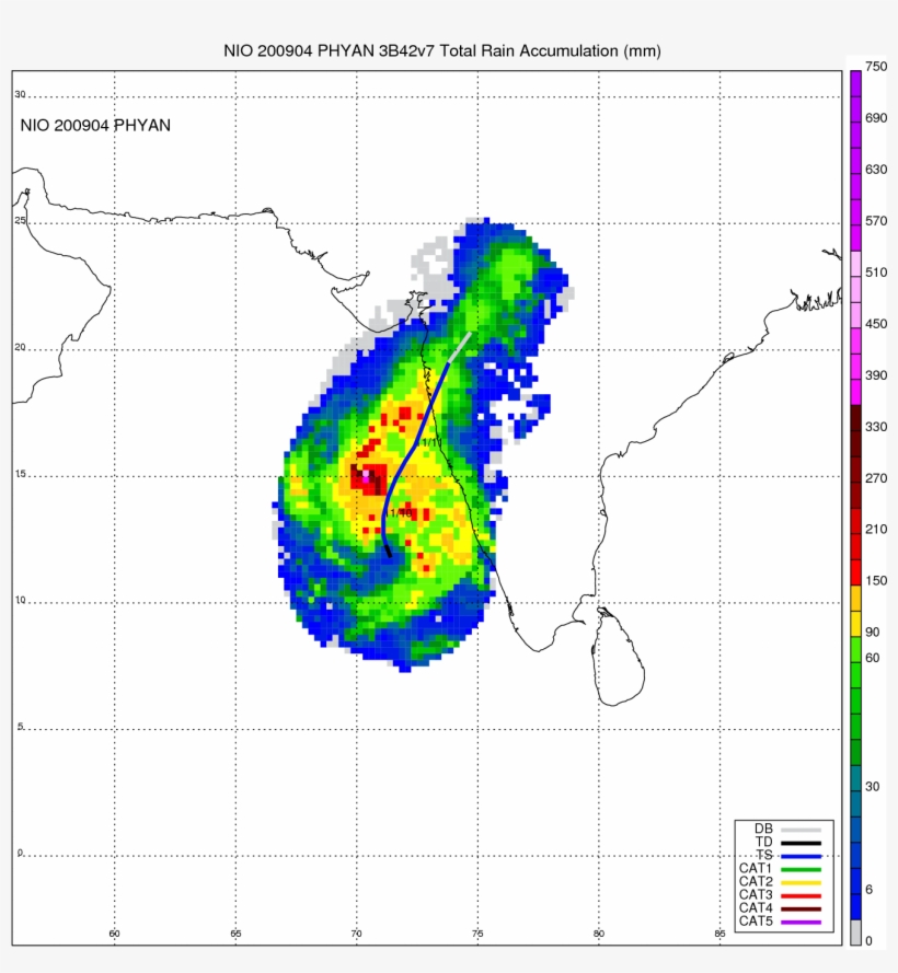 North Indian Ocean Total Storms - Map, transparent png download