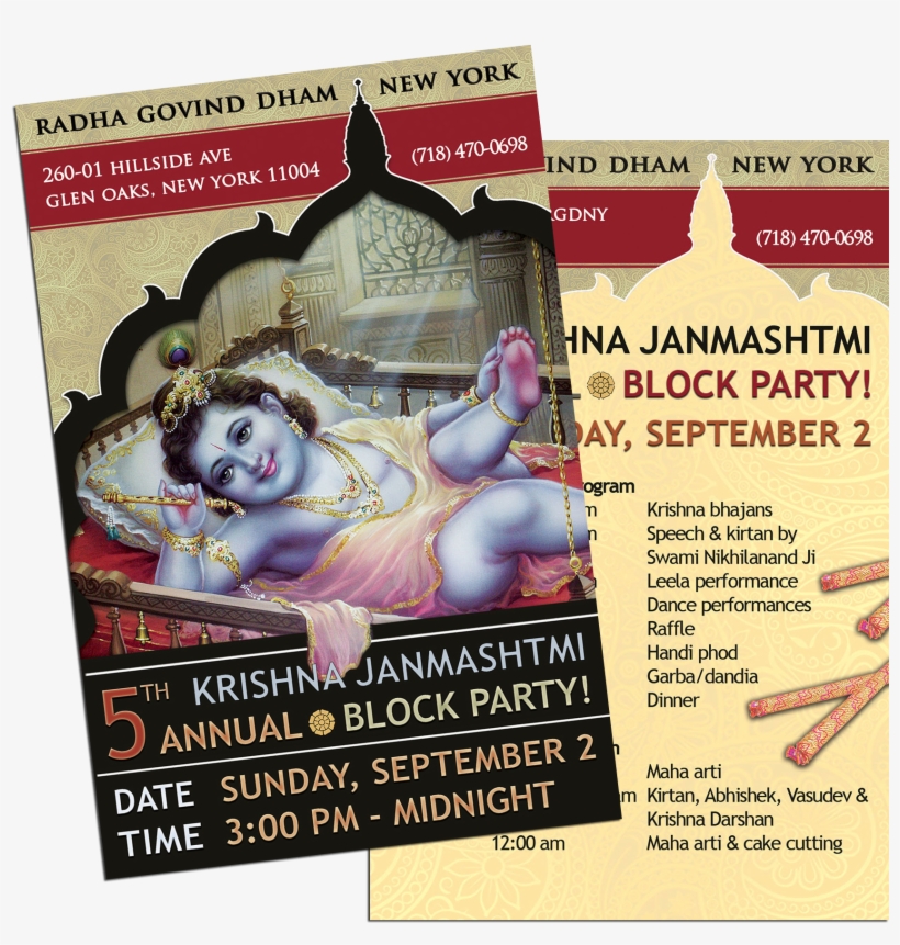 Postcard For Janmashtmi Celebration At Rgd Ny, transparent png download