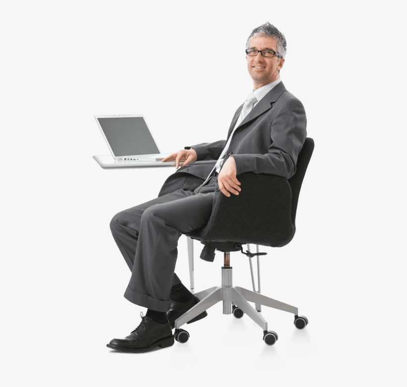 Man Looking At Laptop - Sitting, transparent png download
