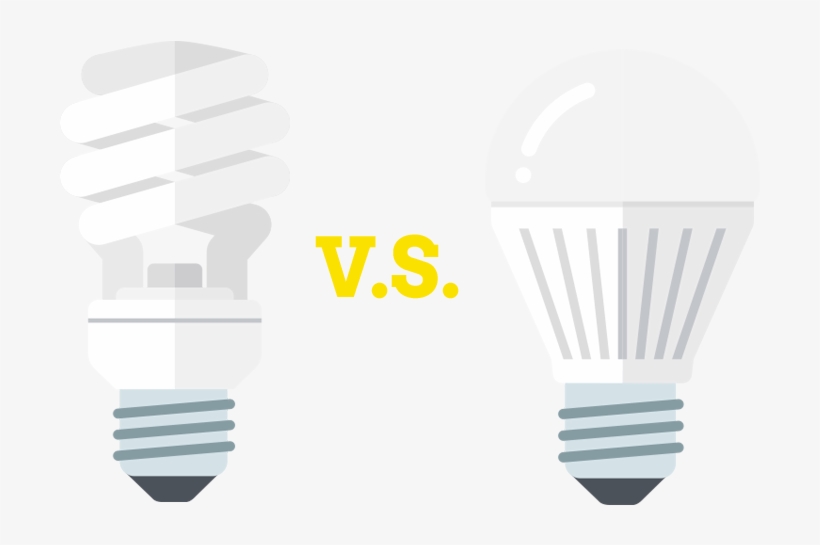 Cfl And Led Side By Side - Incandescent Light Bulb, transparent png download