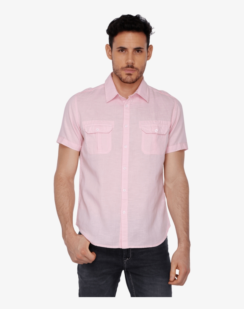 Mens Double Pocket Linen Shirt - Shirt, transparent png download