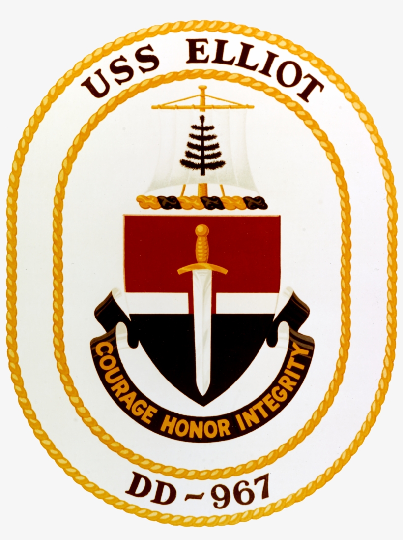 Uss Elliot Insignia, Circa 1976 (nh 85499 Kn) - Uss, transparent png download