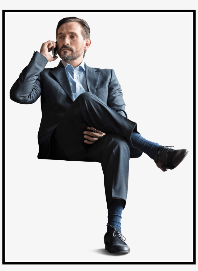The Best Office Businessman Sitting With Phone Cut - Sitting Office People Png, transparent png download