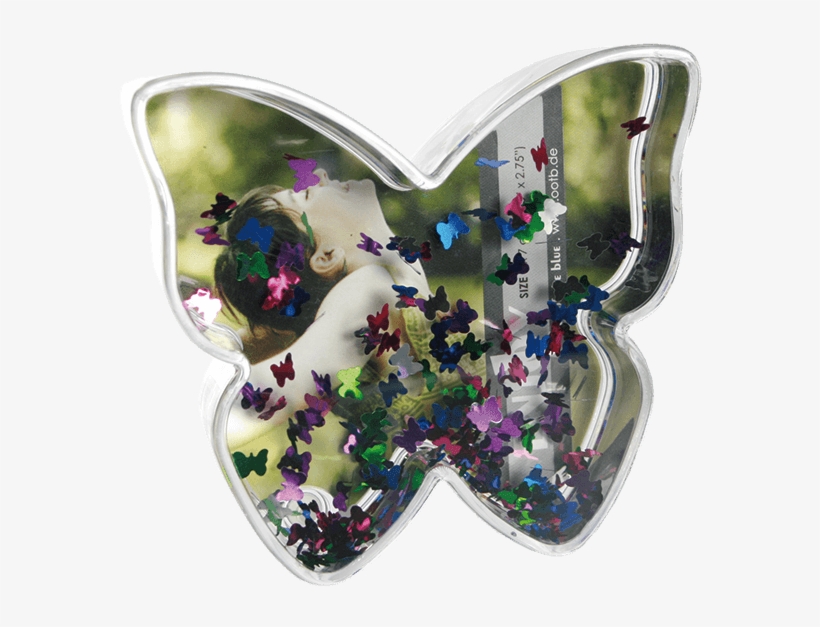 3d-acrylic Glitter Butterfly Waterglobe With Butterfly - Happy, transparent png download