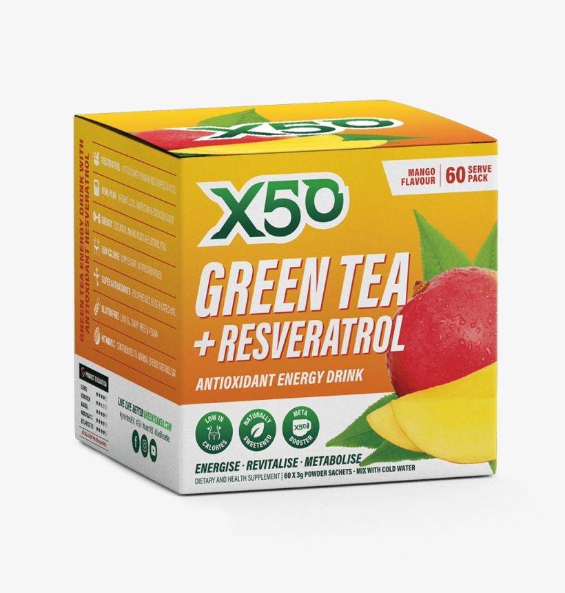 Green Tea X50 60 Serves / Mango Green Tea X50 - X50 Green Tea, transparent png download