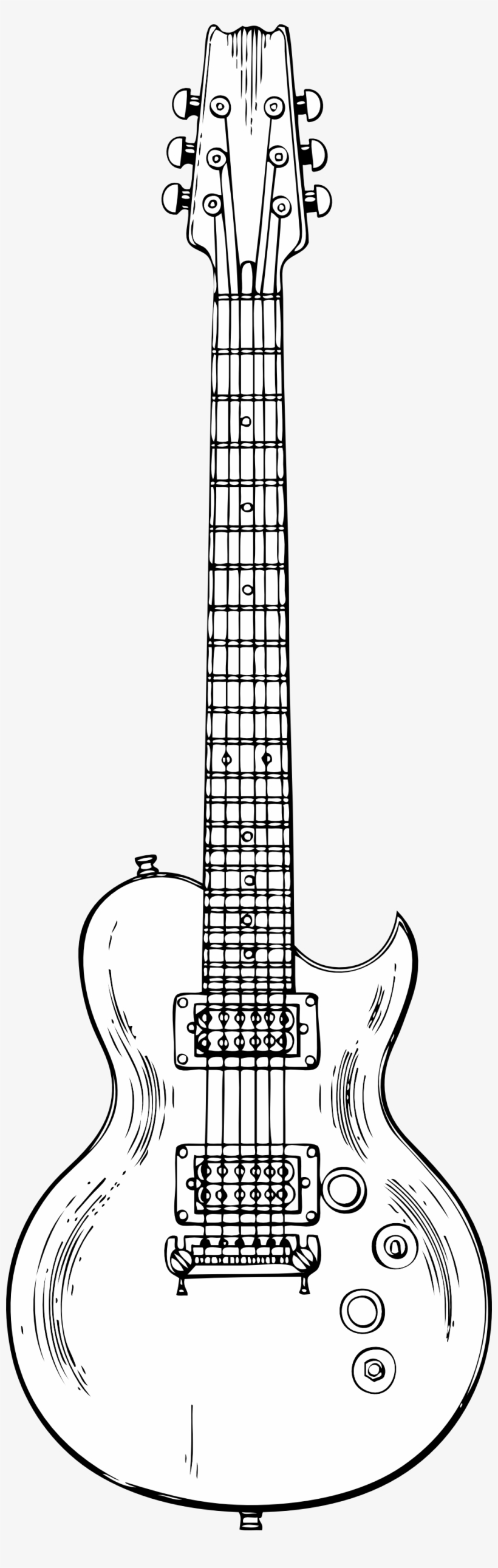 Electric Guitar Black White Line Art 999px 549 - Black And White Guitar Png, transparent png download