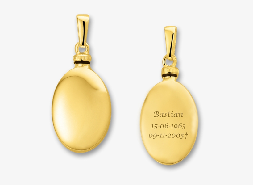 Golden Round Ash Pendant With Engraving - Earrings, transparent png download