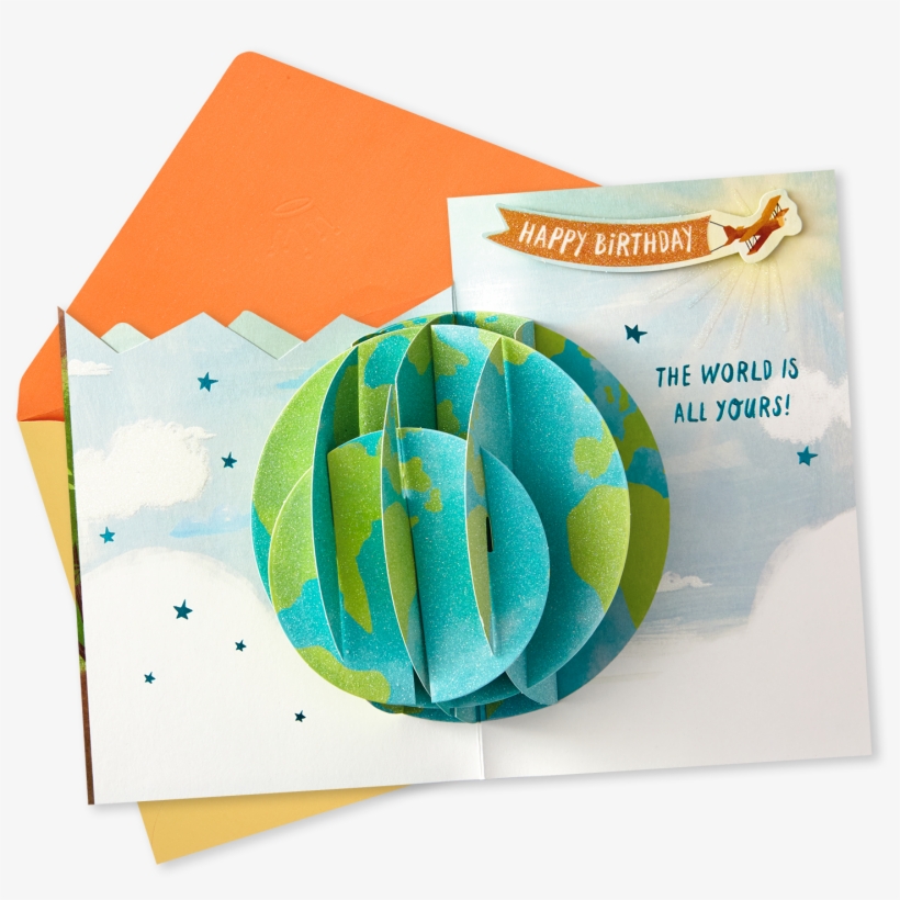 The World Is Yours Pop Up Birthday Card - Graphic Design, transparent png download