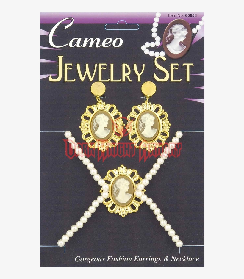 Cameo Necklace And Earring Set - Earrings, transparent png download