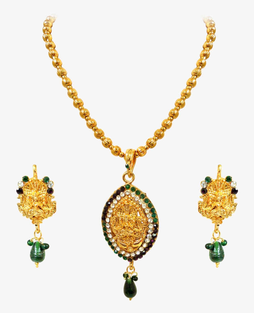 Narayani-pear Shape Green&white Kundan Polki Goddess - Pendant Design In Gold, transparent png download