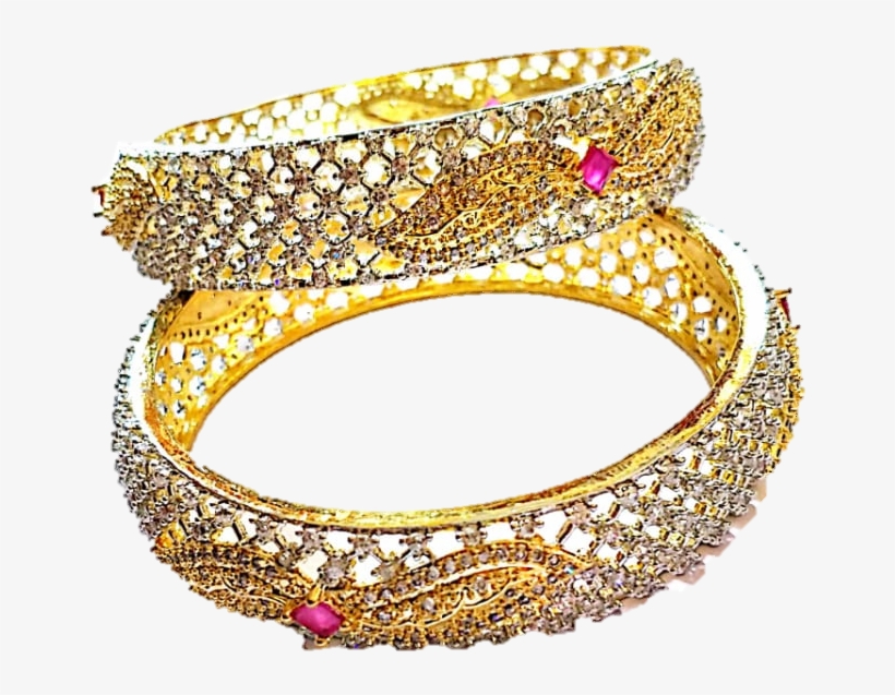 American Diamond Gold Plated Stylish Bangles For Women - Body Jewelry, transparent png download