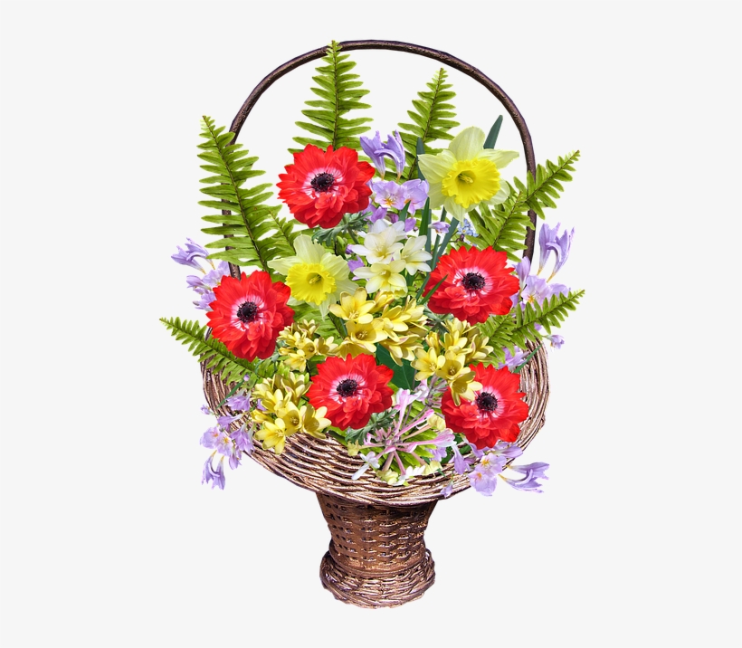 Spring, Flower, Basket - Bouquet, transparent png download