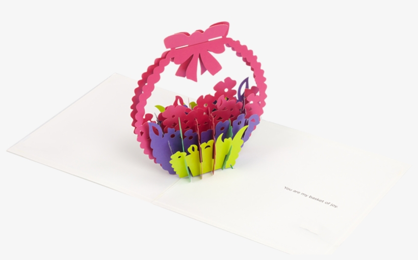 Flower Basket Pop Up Card - Origami, transparent png download
