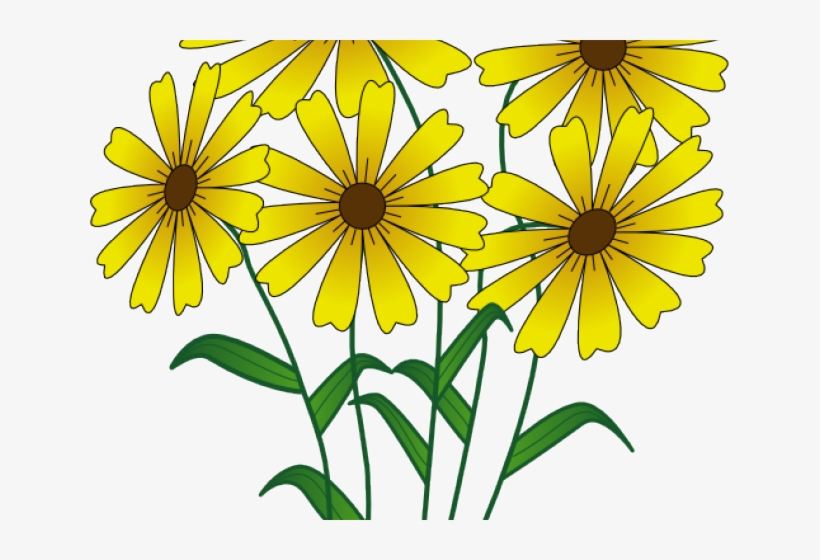 Wildflower Clipart Flower Boquet - Simple Drawn Flower Outlines, transparent png download
