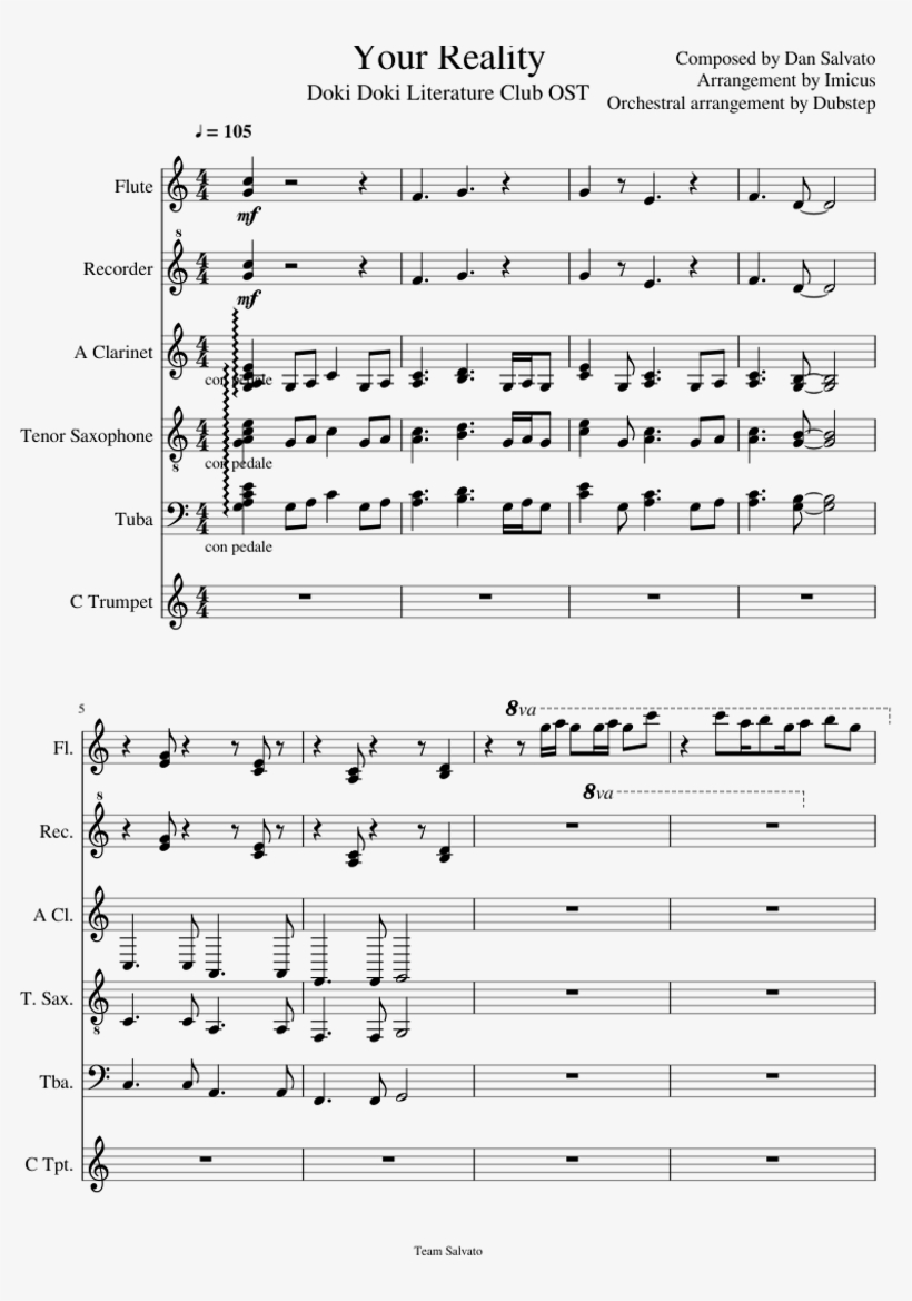 Doki Doki Literature Club Your Reality - Master Of Puppets Violin Sheet, transparent png download