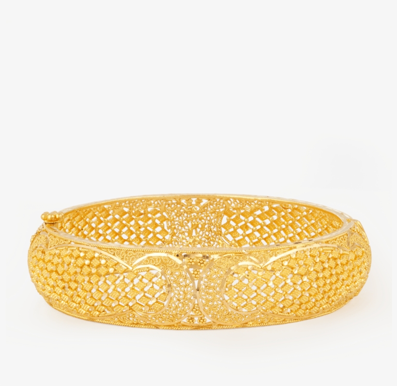 26383-22ct Gold Jali Bangle - Bangle, transparent png download