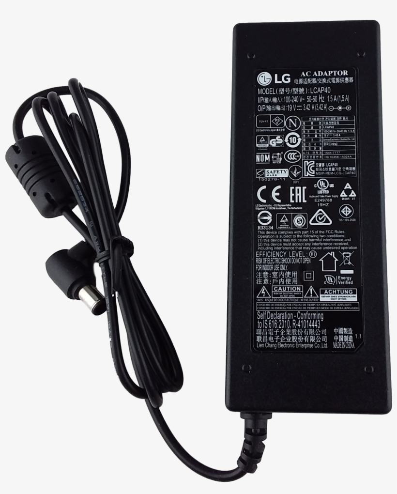 Original Lg Lcap40 Tv Power Adapter Cable Cord Box - Laptop Power Adapter, transparent png download