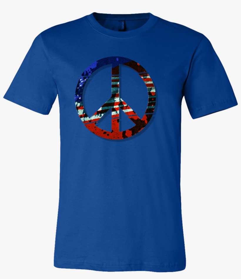 Big Peace Sign Vintage American Flag T Shirt - Marathon Runner T Shirt, transparent png download