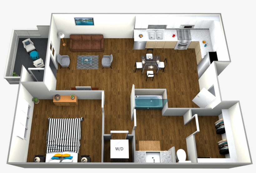 1 Bedroom 1 Bathroom Apartment For Rent At The Roy - Floor Plan, transparent png download