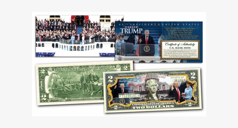 Donald Trump 45th Presidential Inauguration January - 2 Dollar Bill Year Of Dog, transparent png download