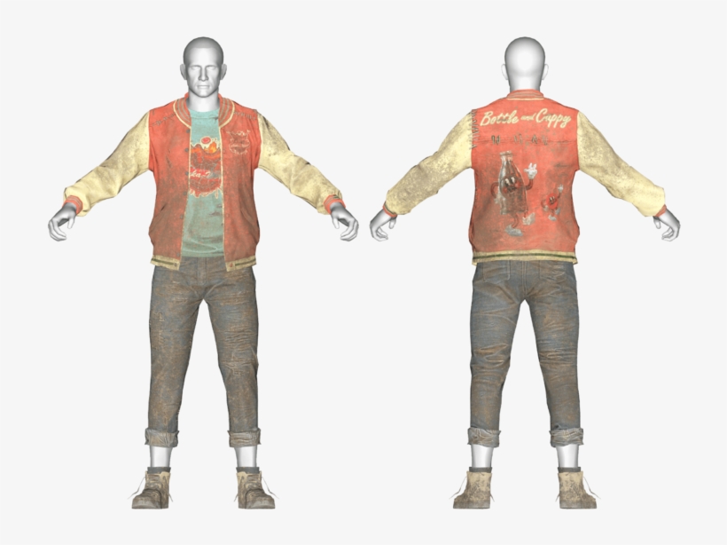 Bottle And Cappy Red Jacket & Jeans - Illustration, transparent png download