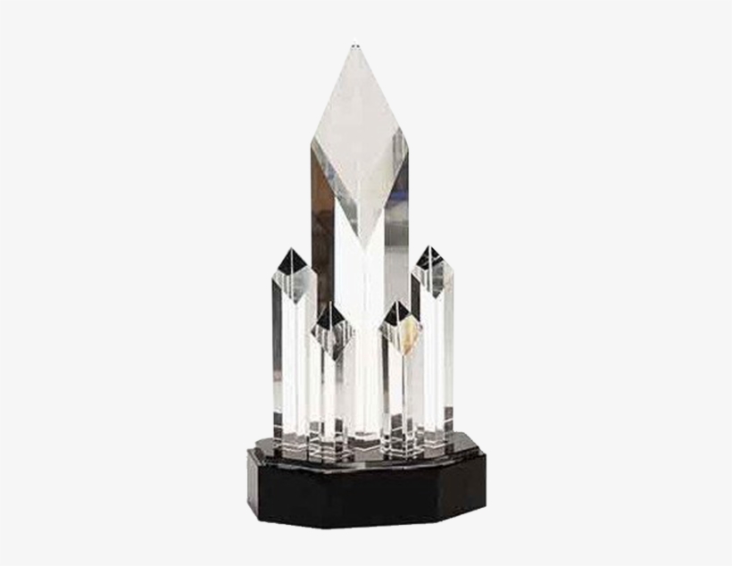 11" Clear Crystal 5 Rising Diamonds On Black Pedestal - Diamond, transparent png download