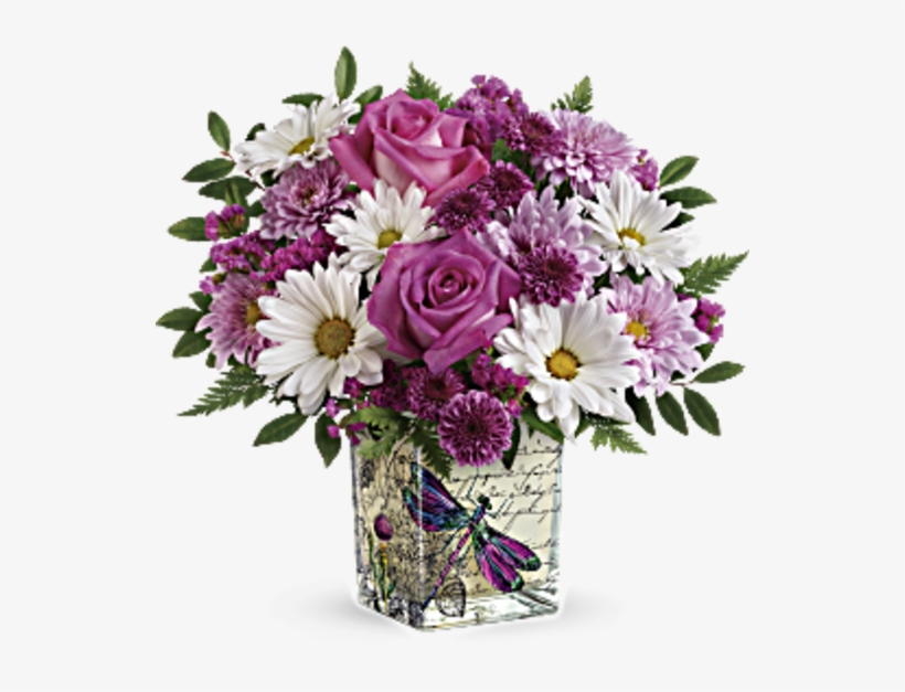 Teleflora's Wild Flower In Flight Bouquet - Bouquet Of Flowers With Butterflies, transparent png download