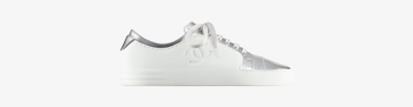 Chanel Silver/white Iridescent Goatskin Sneakers - Sneakers, transparent png download