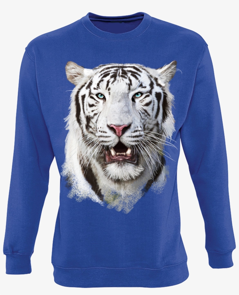 White Tiger Head Sweatshirt - Sweatshirt, transparent png download