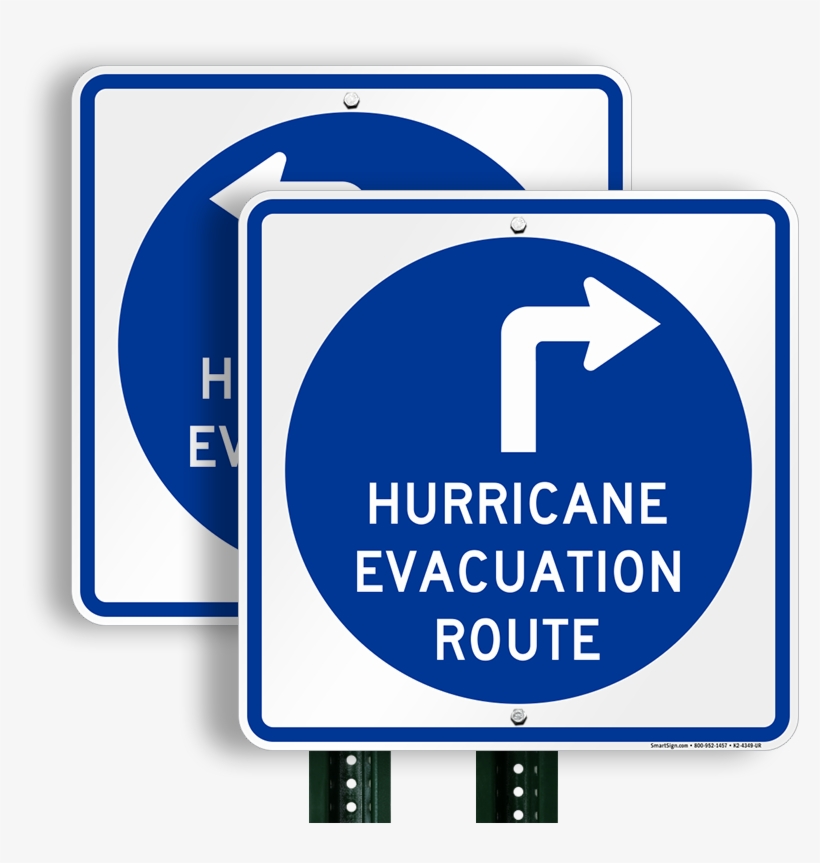 Hurricane Evacuation Route Upper Right Arrow Sign - Hurricane Evacuation Route Sign, transparent png download