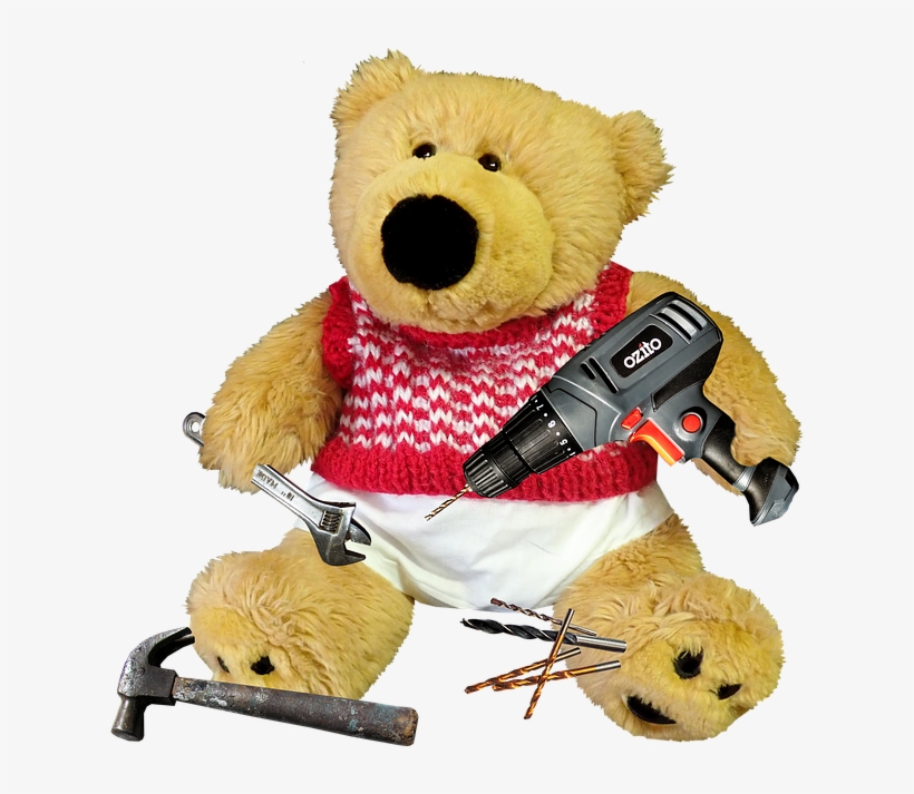Teddy, Bear, Toy, Cute, Tools, Handyman, Repairs - Teddy Bear, transparent png download