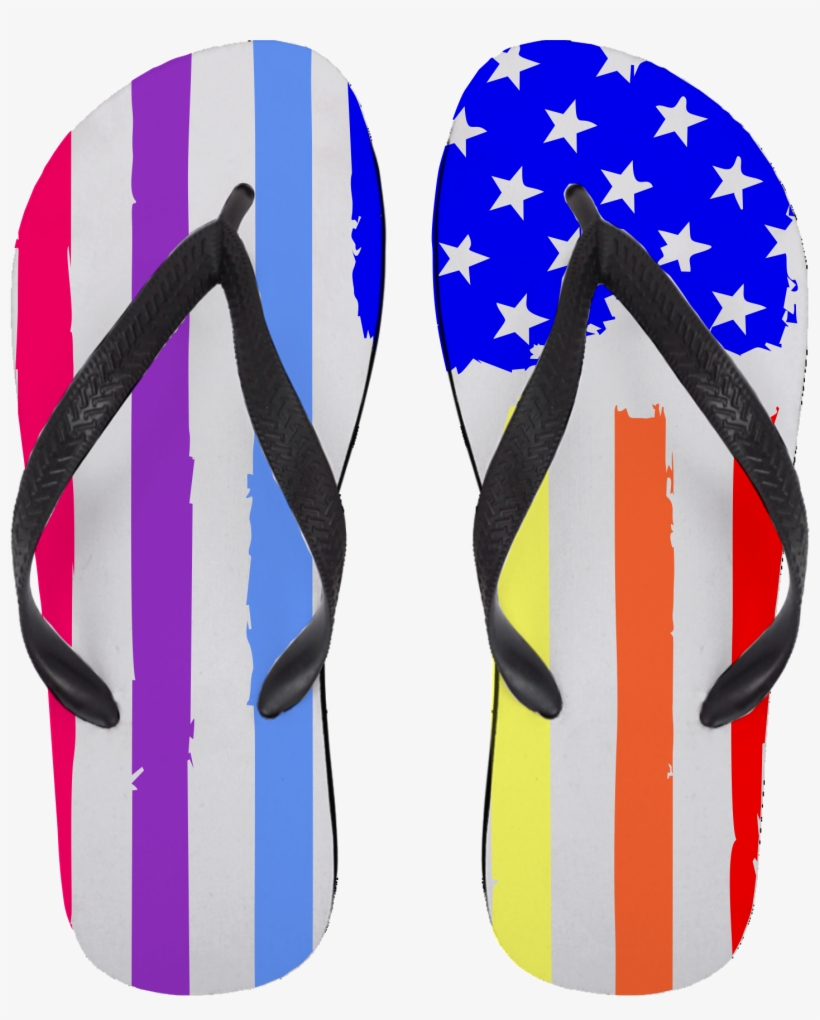 Rainbow Usa Flag Flip Flops - Flip-flops, transparent png download