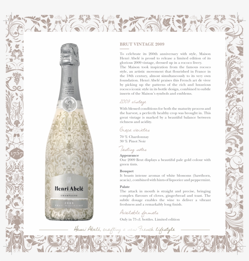 Henri Abelé 2009 Brut Vintage Limited Edition - Champagne, transparent png download