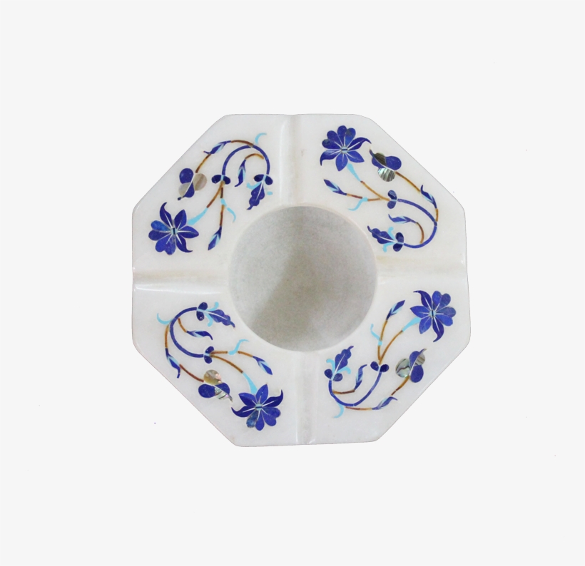 Marble Inlay Ashtray - Blue And White Porcelain, transparent png download
