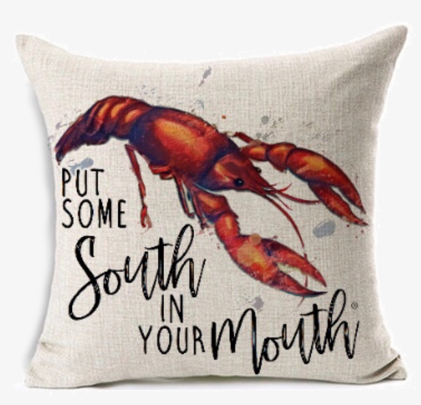 Put Some South In Your Mouth® Crawfish Pillow Louisiana - Cushion, transparent png download